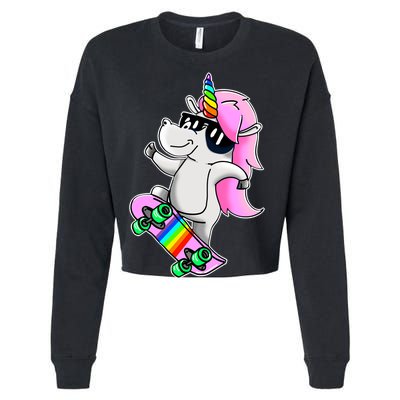 Cool Unicorn Skating Cropped Pullover Crew