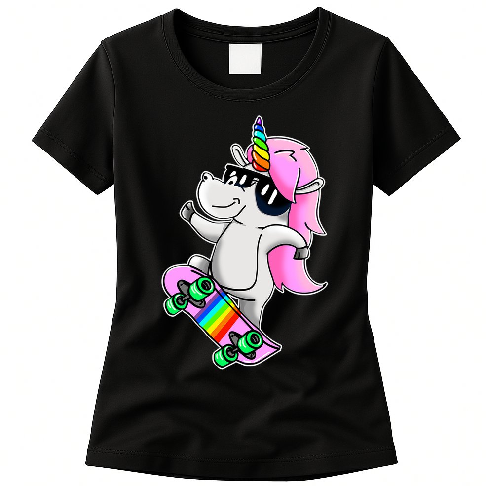 Cool Unicorn Skating Womens T-Shirt
