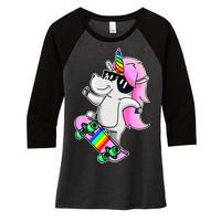 Cool Unicorn Skating Women's Tri-Blend 3/4-Sleeve Raglan Shirt