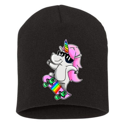 Cool Unicorn Skating Short Acrylic Beanie