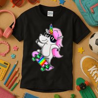 Cool Unicorn Skating Kids T-Shirt