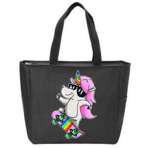 Cool Unicorn Skating Zip Tote Bag