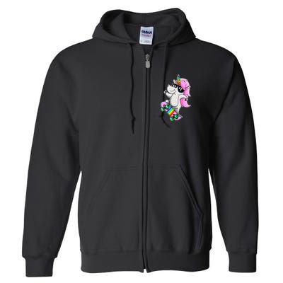 Cool Unicorn Skating Full Zip Hoodie