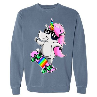 Cool Unicorn Skating Garment-Dyed Sweatshirt