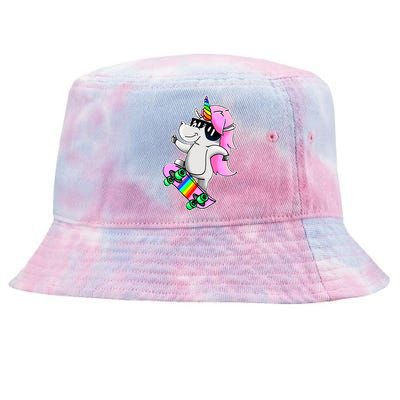 Cool Unicorn Skating Tie-Dyed Bucket Hat