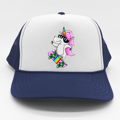 Cool Unicorn Skating Trucker Hat