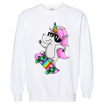 Cool Unicorn Skating Garment-Dyed Sweatshirt