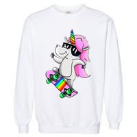Cool Unicorn Skating Garment-Dyed Sweatshirt