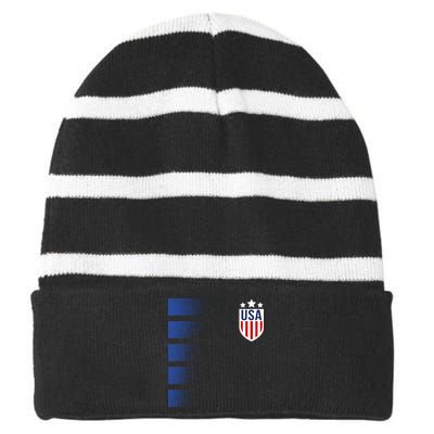 Cool USA Soccer Striped Beanie with Solid Band