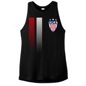 Cool USA Soccer Jersey Stripes Ladies PosiCharge Tri-Blend Wicking Tank