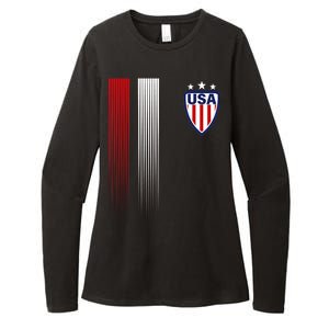 Cool USA Soccer Jersey Stripes Womens CVC Long Sleeve Shirt