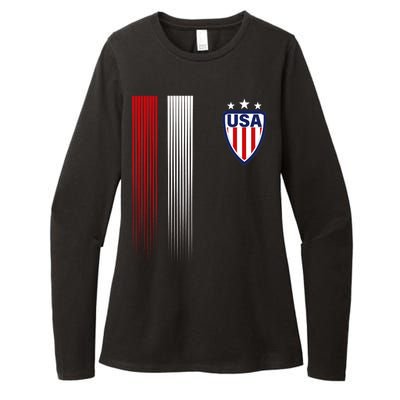 Cool USA Soccer Jersey Stripes Womens CVC Long Sleeve Shirt