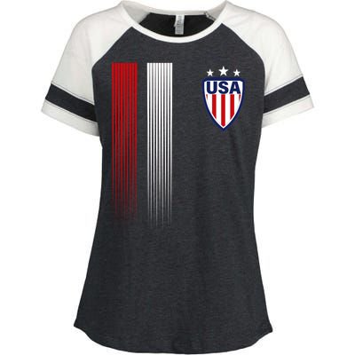 Cool USA Soccer Jersey Stripes Enza Ladies Jersey Colorblock Tee