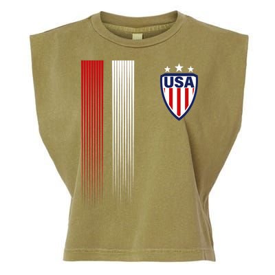 Cool USA Soccer Jersey Stripes Garment-Dyed Women's Muscle Tee