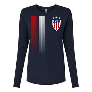 Cool USA Soccer Jersey Stripes Womens Cotton Relaxed Long Sleeve T-Shirt