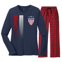 Cool USA Soccer Jersey Stripes Women's Long Sleeve Flannel Pajama Set 