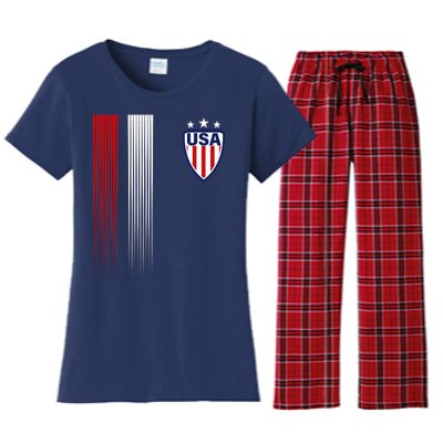 Cool USA Soccer Jersey Stripes Women's Flannel Pajama Set