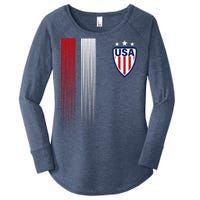 Cool USA Soccer Jersey Stripes Women's Perfect Tri Tunic Long Sleeve Shirt