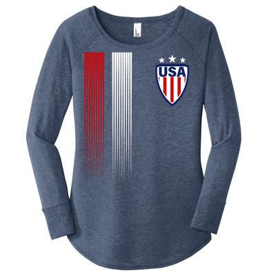 Cool USA Soccer Jersey Stripes Women's Perfect Tri Tunic Long Sleeve Shirt