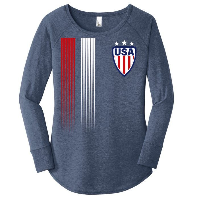 Cool USA Soccer Jersey Stripes Women's Perfect Tri Tunic Long Sleeve Shirt