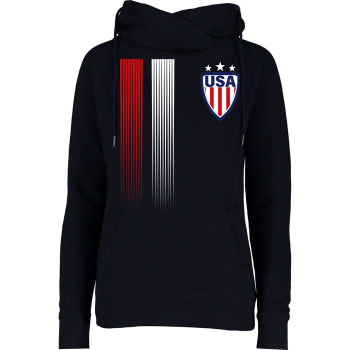 Cool USA Soccer Jersey Stripes Womens Funnel Neck Pullover Hood