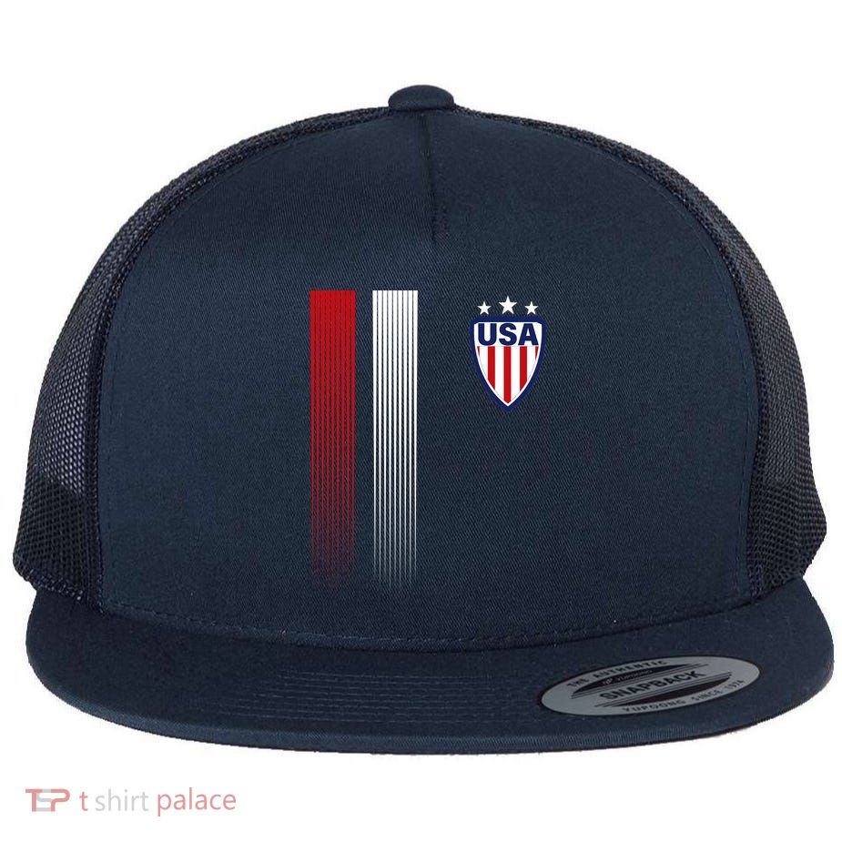 Cool USA Soccer Jersey Stripes Flatbill Hat