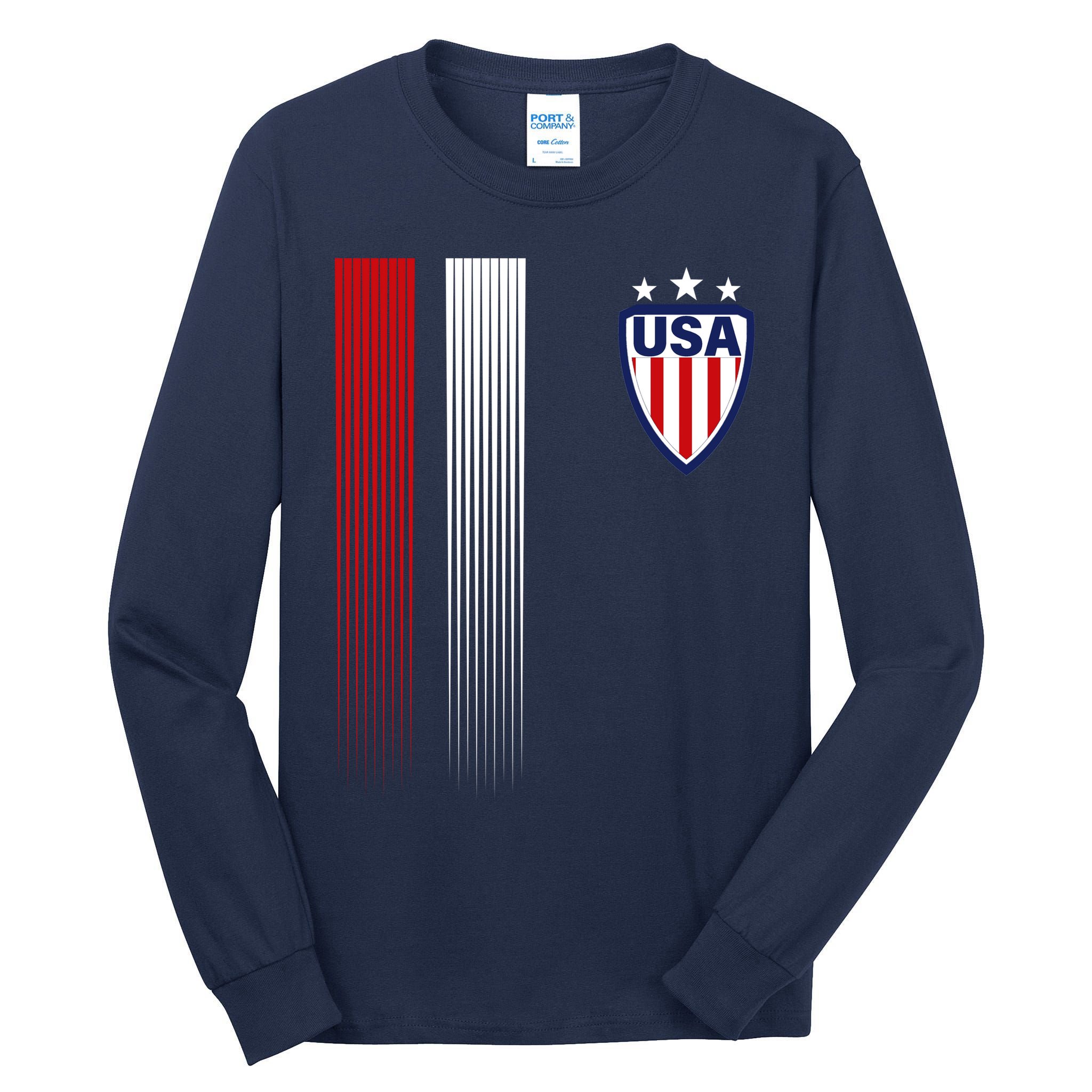 Cool USA Soccer Jersey Stripes Tall Long Sleeve T-Shirt