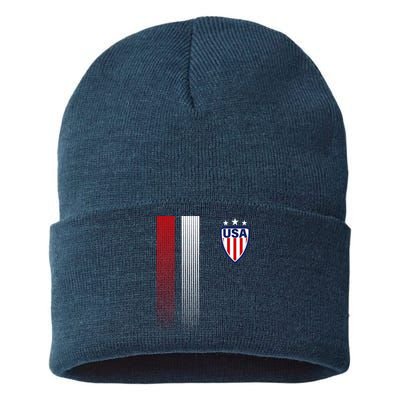 Cool USA Soccer Jersey Stripes Sustainable Knit Beanie