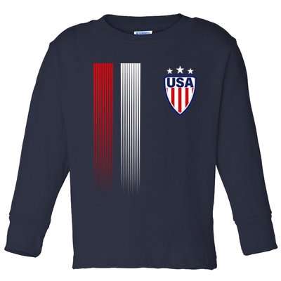 Cool USA Soccer Jersey Stripes Toddler Long Sleeve Shirt