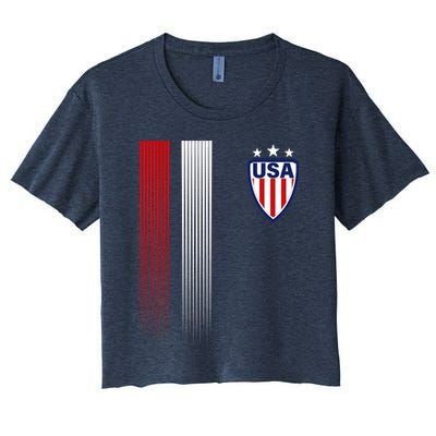 Cool USA Soccer Jersey Stripes Crop Top