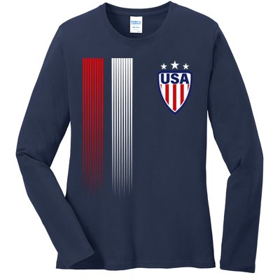 Cool USA Soccer Jersey Stripes Ladies Long Sleeve Shirt