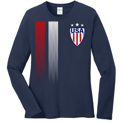 Cool USA Soccer Jersey Stripes Ladies Long Sleeve Shirt