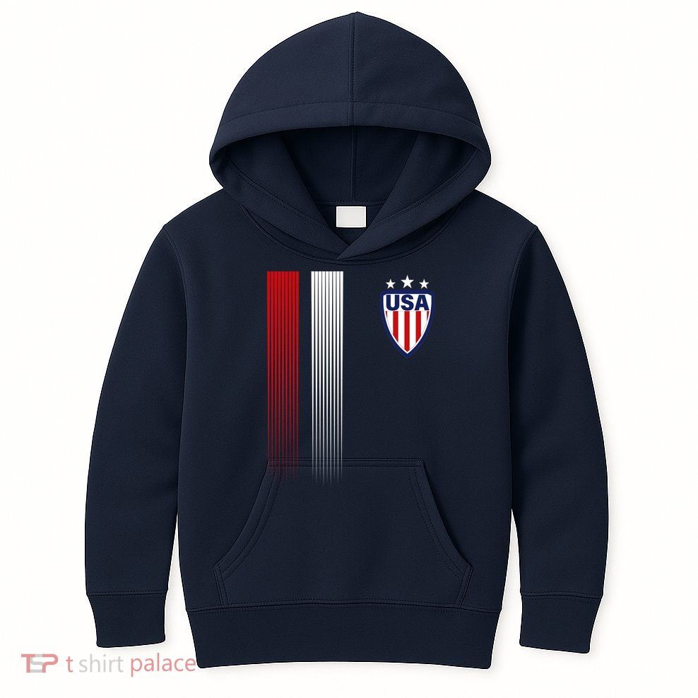 Cool USA Soccer Jersey Stripes Kids Hoodie