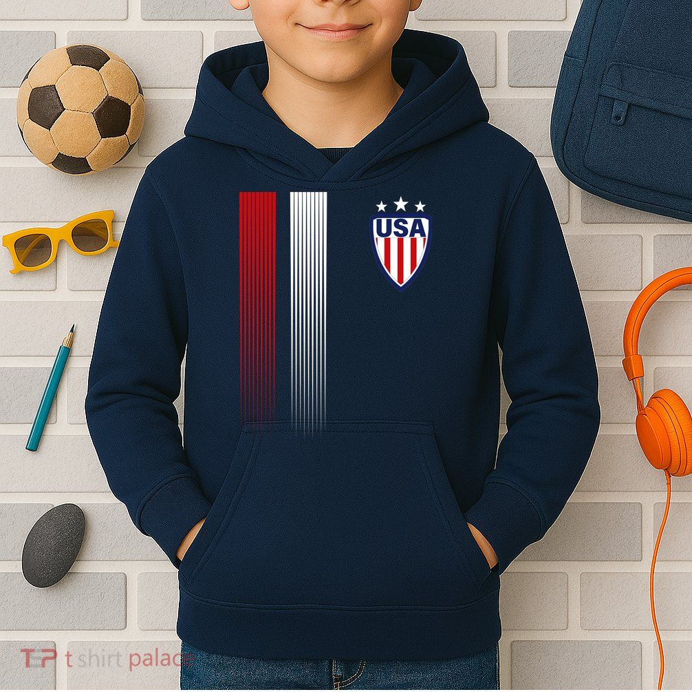 Cool USA Soccer Jersey Stripes Kids Hoodie
