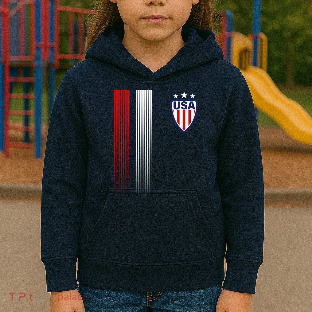 Cool USA Soccer Jersey Stripes Kids Hoodie