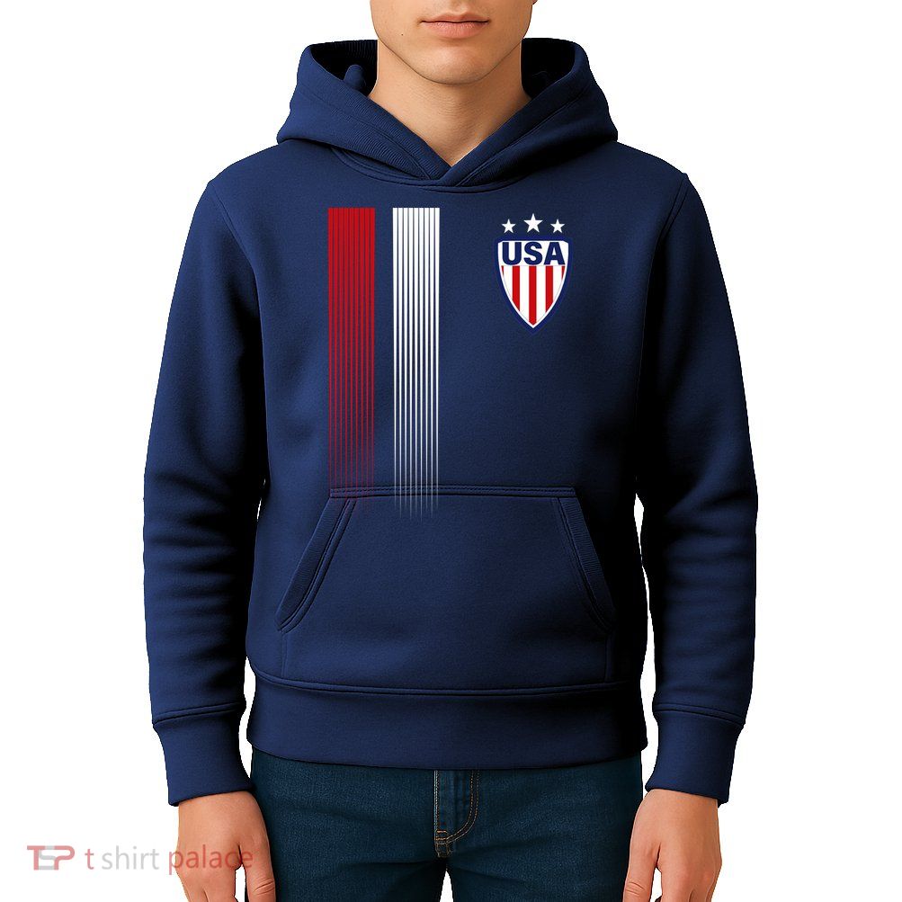 Cool USA Soccer Jersey Stripes Kids Hoodie