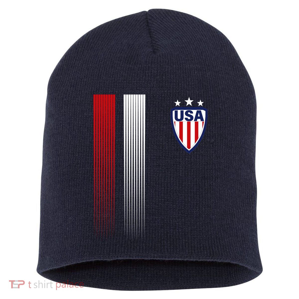 Cool USA Soccer Jersey Stripes Short Acrylic Beanie