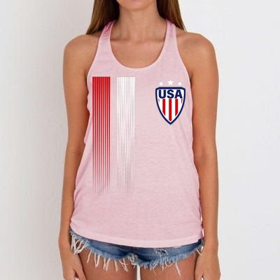 Cool USA Soccer Jersey Stripes Women's Knotted Racerback Tank