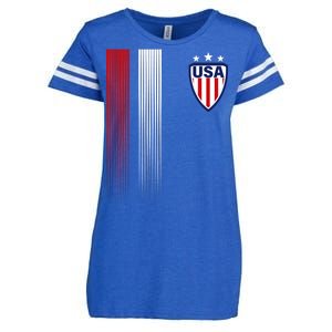 Cool USA Soccer Jersey Stripes Enza Ladies Jersey Football T-Shirt