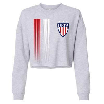 Cool USA Soccer Jersey Stripes Cropped Pullover Crew