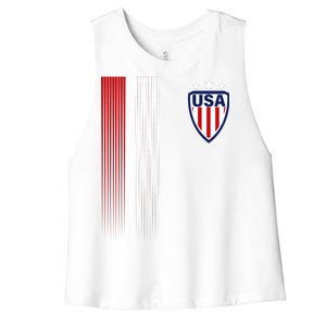 Cool USA Soccer Jersey Stripes Women's Racerback Cropped Tank