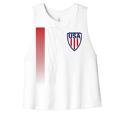 Cool USA Soccer Jersey Stripes Women's Racerback Cropped Tank