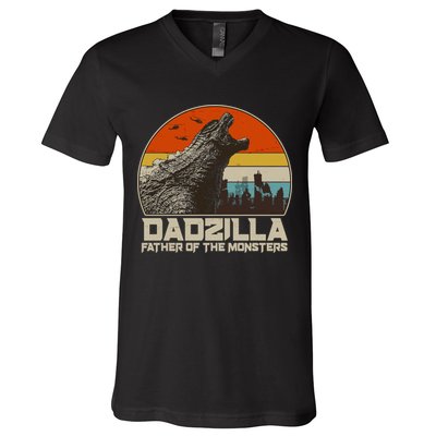 Cool Vintage Dadzilla Father Of Monsters V-Neck T-Shirt
