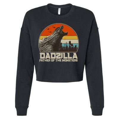 Cool Vintage Dadzilla Father Of Monsters Cropped Pullover Crew