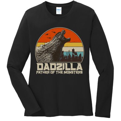 Cool Vintage Dadzilla Father Of Monsters Ladies Long Sleeve Shirt
