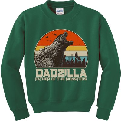 Cool Vintage Dadzilla Father Of Monsters Kids Sweatshirt