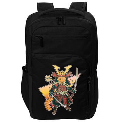 Cool Vintage Japanese Neko Cat Samurai Warrior Impact Tech Backpack