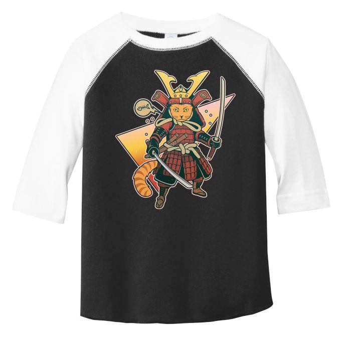Cool Vintage Japanese Neko Cat Samurai Warrior Toddler Fine Jersey T-Shirt