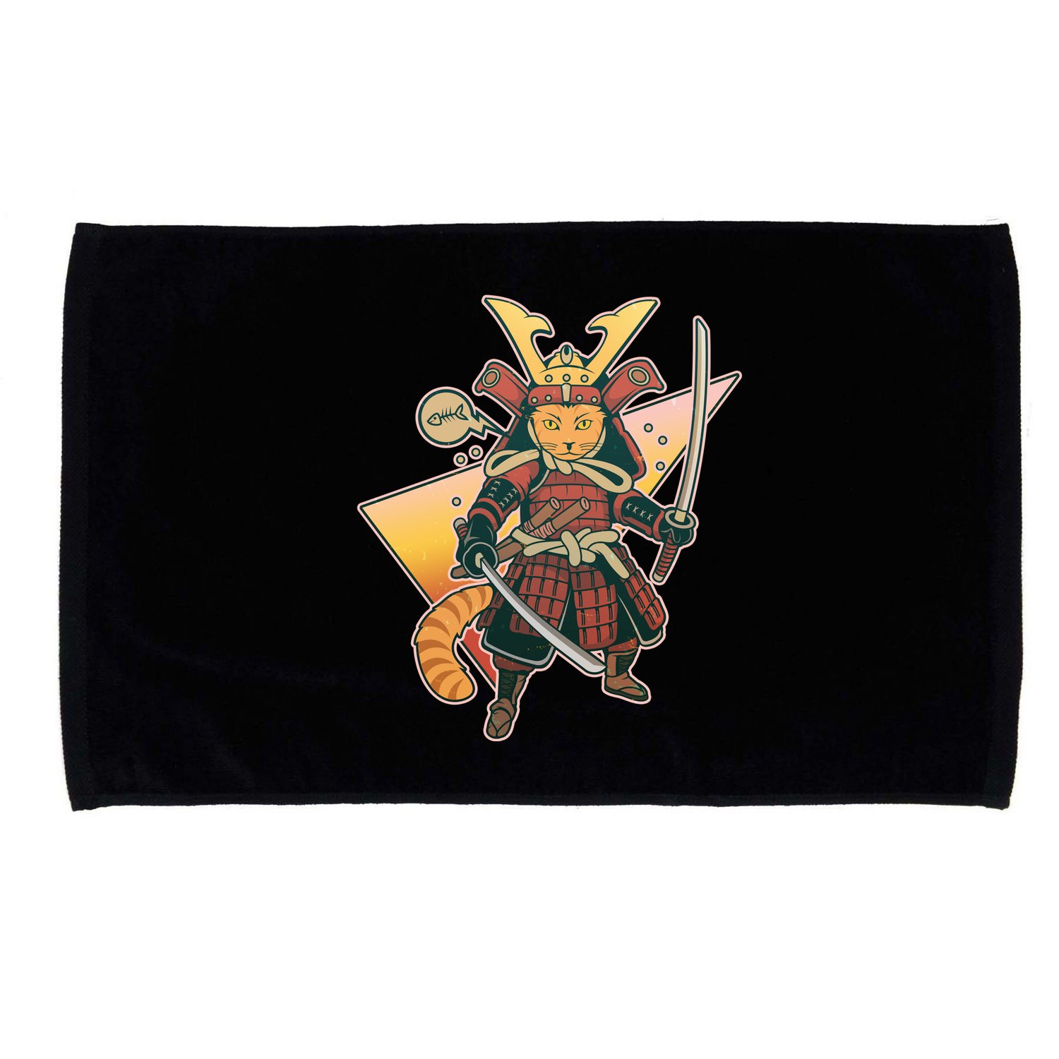 Cool Vintage Japanese Neko Cat Samurai Warrior Microfiber Hand Towel