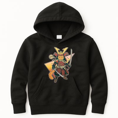 Cool Vintage Japanese Neko Cat Samurai Warrior Kids Hoodie